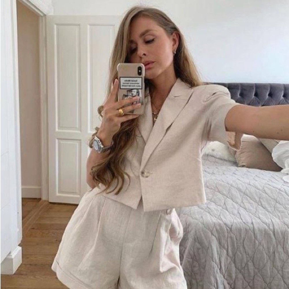 Storets Jaelyn Cropped Linen Jacket